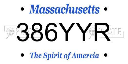 386YYR Massachusetts License Plate