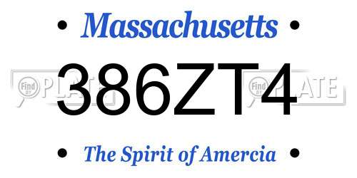 386ZT4 Massachusetts License Plate