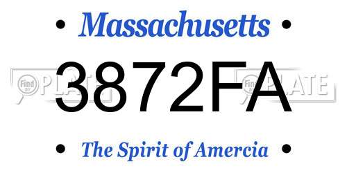 3872FA Massachusetts License Plate