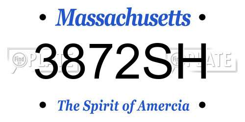 3872SH Massachusetts License Plate
