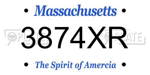 3874XR Massachusetts License Plate