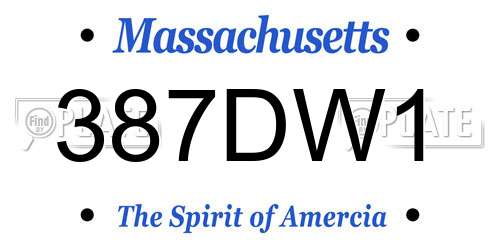387DW1 Massachusetts License Plate
