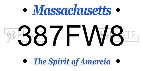 387FW8 Massachusetts License Plate