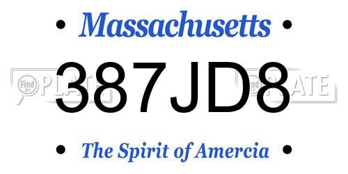 387JD8 Massachusetts License Plate