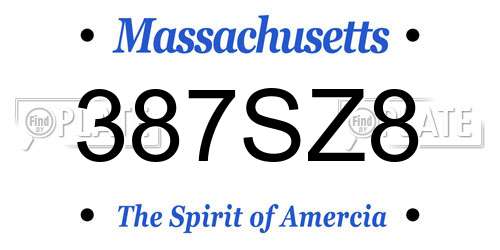 387SZ8 Massachusetts License Plate