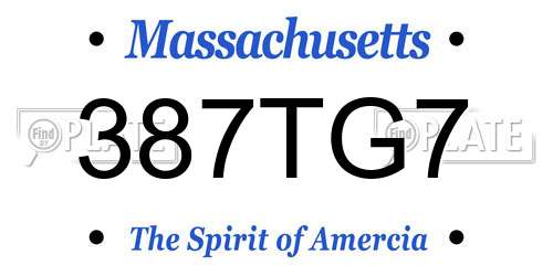 387TG7 Massachusetts License Plate