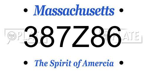 387Z86 Massachusetts License Plate
