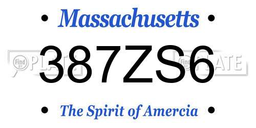 387ZS6 Massachusetts License Plate
