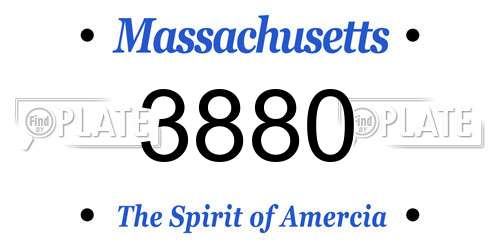3880 Massachusetts License Plate