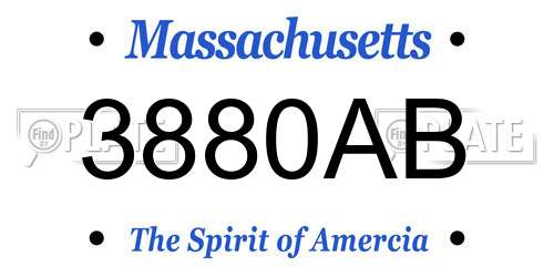 3880AB Massachusetts License Plate