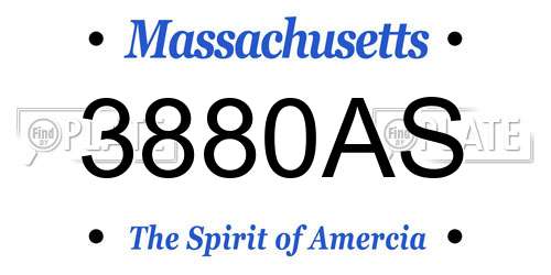 3880AS Massachusetts License Plate