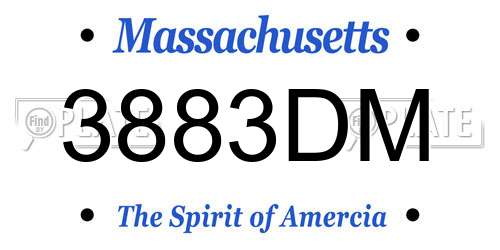 3883DM Massachusetts License Plate