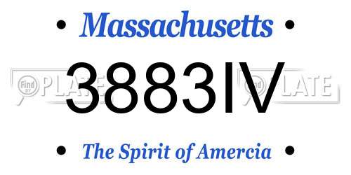 3883IV Massachusetts License Plate