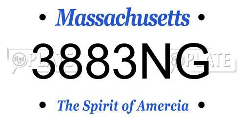 3883NG Massachusetts License Plate