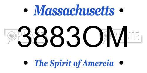 3883OM Massachusetts License Plate