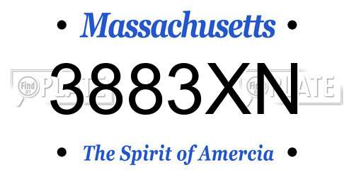 3883XN Massachusetts License Plate