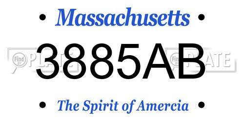 3885AB Massachusetts License Plate