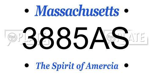 3885AS Massachusetts License Plate