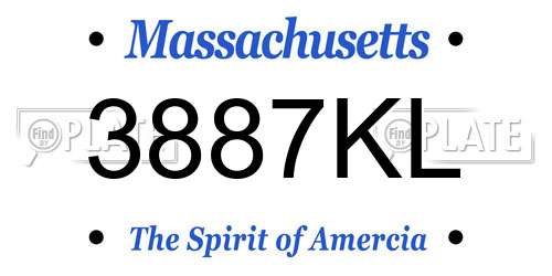 3887KL Massachusetts License Plate