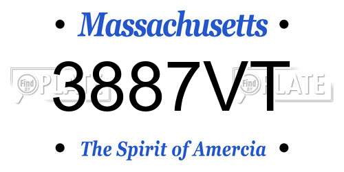 3887VT Massachusetts License Plate