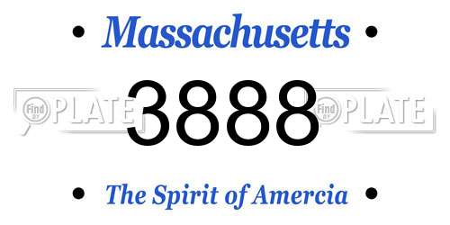 3888 Massachusetts License Plate