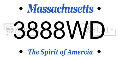 3888WD Massachusetts License Plate