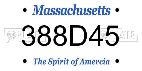 388D45 Massachusetts License Plate