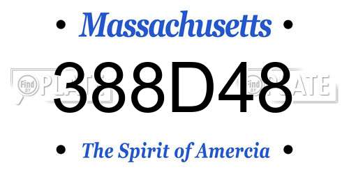 388D48 Massachusetts License Plate