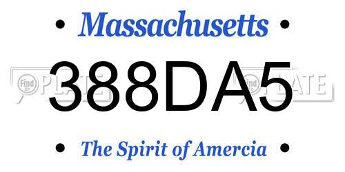 388DA5 Massachusetts License Plate