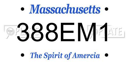 388EM1 Massachusetts License Plate