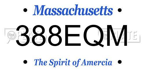 388EQM Massachusetts License Plate