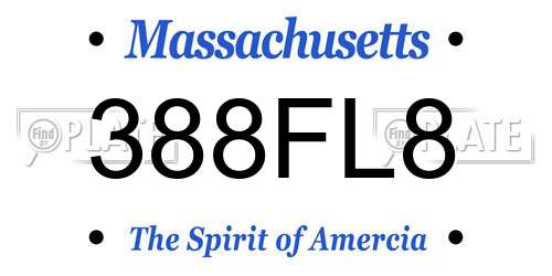 388FL8 Massachusetts License Plate
