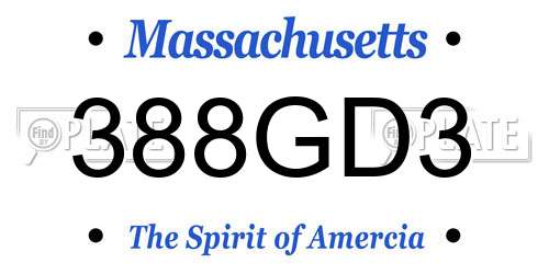 388GD3 Massachusetts License Plate