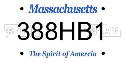 388HB1 Massachusetts License Plate
