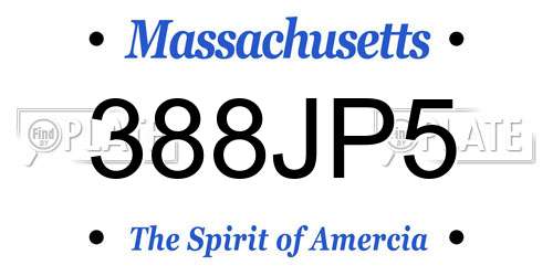388JP5 Massachusetts License Plate