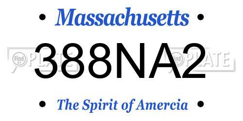 388NA2 Massachusetts License Plate