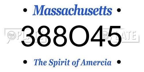 388O45 Massachusetts License Plate