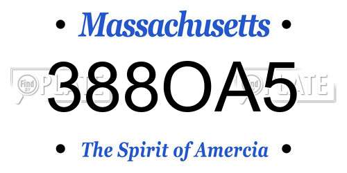 388OA5 Massachusetts License Plate