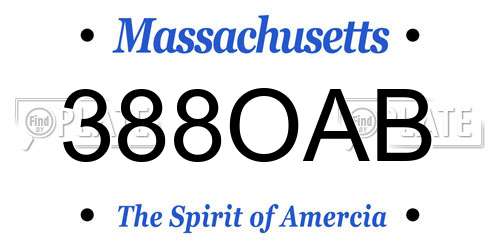 388OAB Massachusetts License Plate