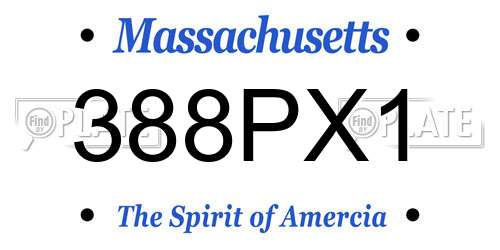 388PX1 Massachusetts License Plate