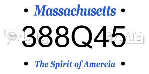 388Q45 Massachusetts License Plate