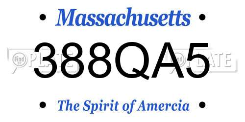 388QA5 Massachusetts License Plate