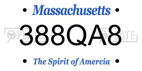 388QA8 Massachusetts License Plate