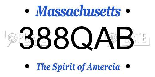 388QAB Massachusetts License Plate