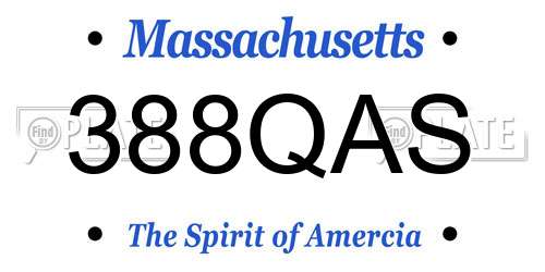 388QAS Massachusetts License Plate