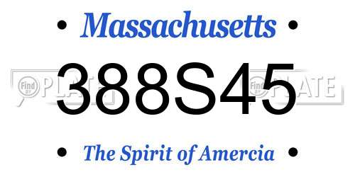 388S45 Massachusetts License Plate