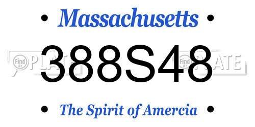 388S48 Massachusetts License Plate