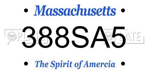 388SA5 Massachusetts License Plate