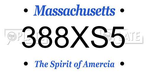 388XS5 Massachusetts License Plate