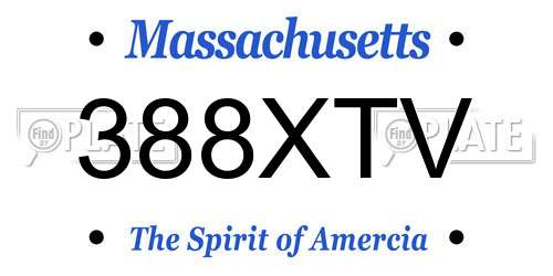 388XTV Massachusetts License Plate